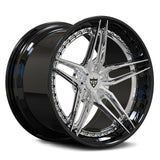 RV-DP03 wheel with polished 5-spoke center, gloss black barrel and exposed perimeter bolts