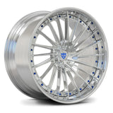 RV-DA01 polished silver multi-spoke wheel with blue hardware for Mercedes-Benz S-Class