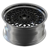 Rear angle of RV-DM03 2-piece forged wheel showing polished deep-dish barrel
