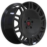 RV-MM174 gloss black forged wheel showing the sculpted disc face