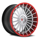 RV-TR66 polished silver multi-spoke rim with red outer finish