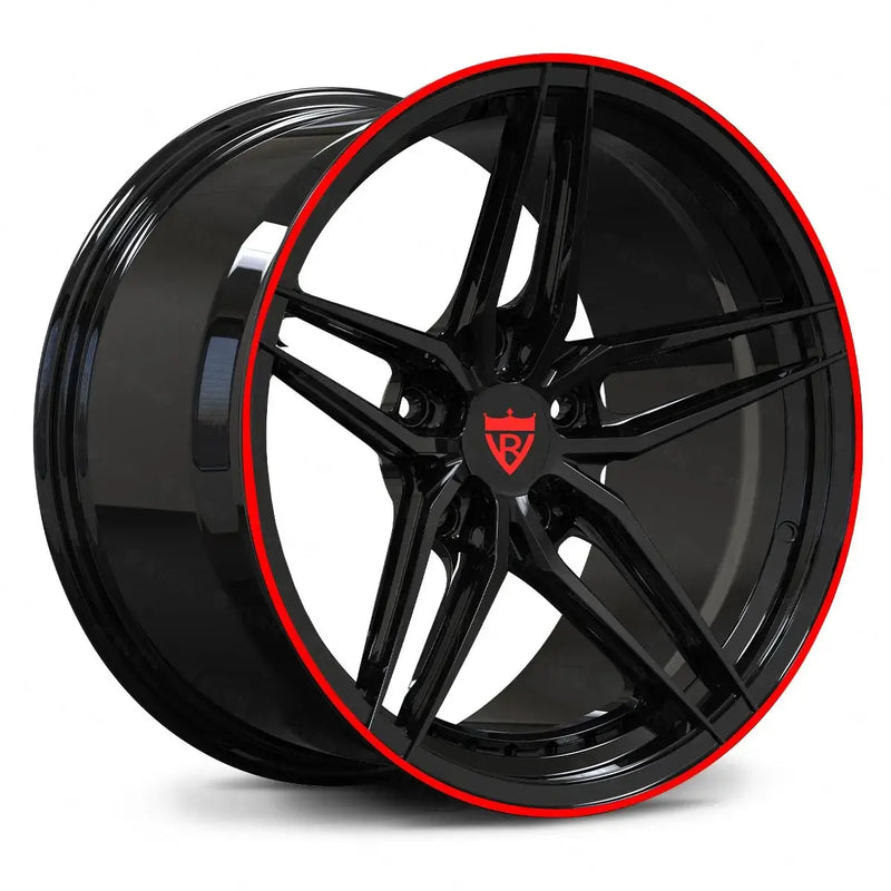 RV-MP03 gloss black forged wheel with red accent for Mercedes W213 E63 AMG