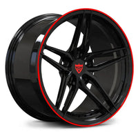 RV-MP03 gloss black forged wheel with red accent for Mercedes W213 E63 AMG