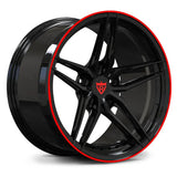 RV-MP03 gloss black forged wheel with red accent for Mercedes W213 E63 AMG