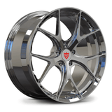 Custom forged monoblock performance wheel, RV-MF02, in chrome finish, designed for 2010 Ferrari California and other vehicles.