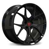 Custom forged monoblock performance wheel, RV-MF02, sleek black finish, designed for high-performance vehicles.