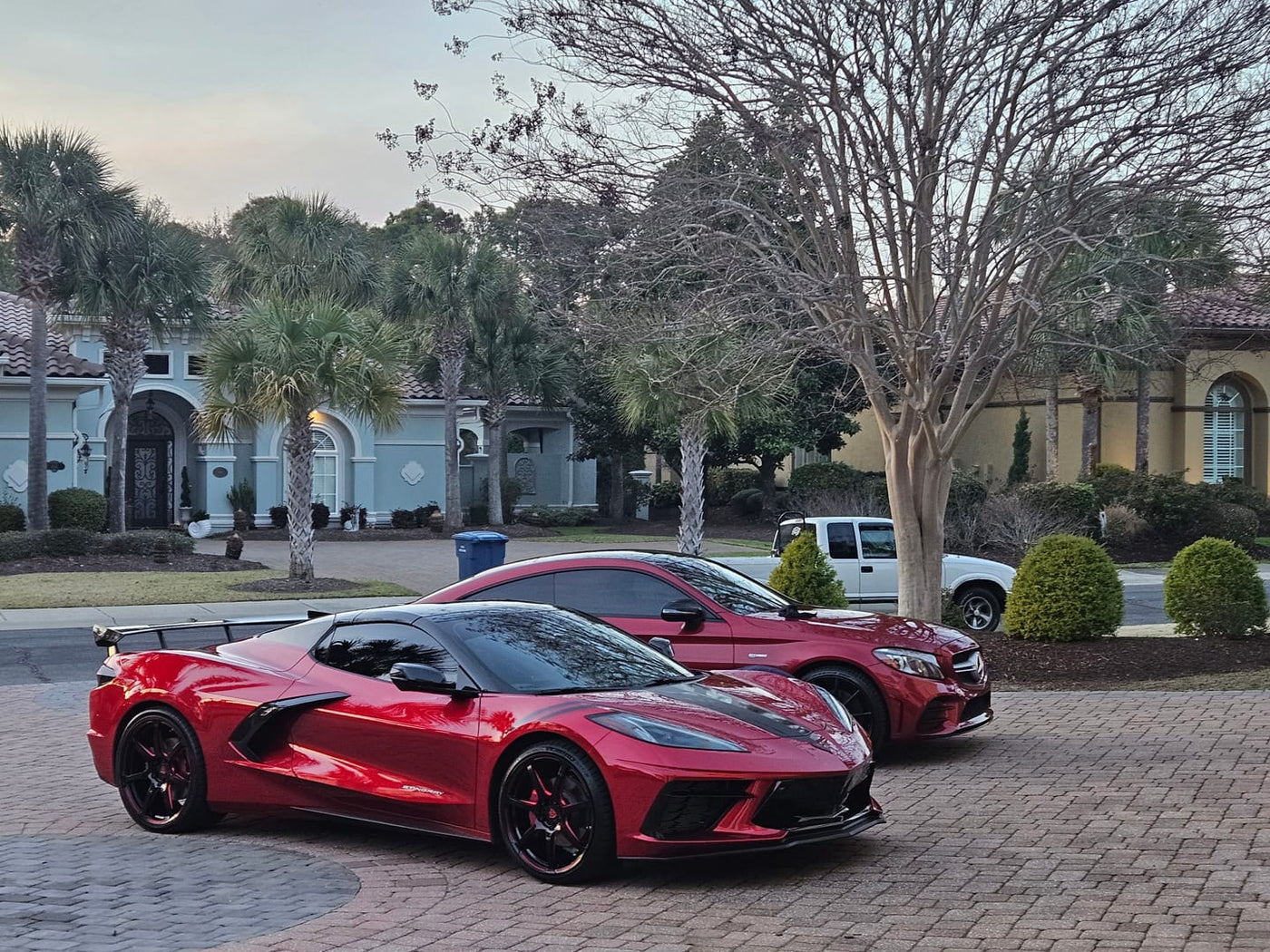 2025 Corvette C8 stingray on RVRN Wheels RV-MH092, Red and Black, 20x9 / 21x11 flush fitment 