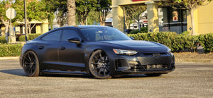 2022 Audi E-Tron GT featuring custom forged wheels with a sleek black matte finish and super concave design.