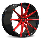 MJ02 RVRN Red Spokes with Gloss Black Barrel Forged Wheel for Corvette C7 Stingray