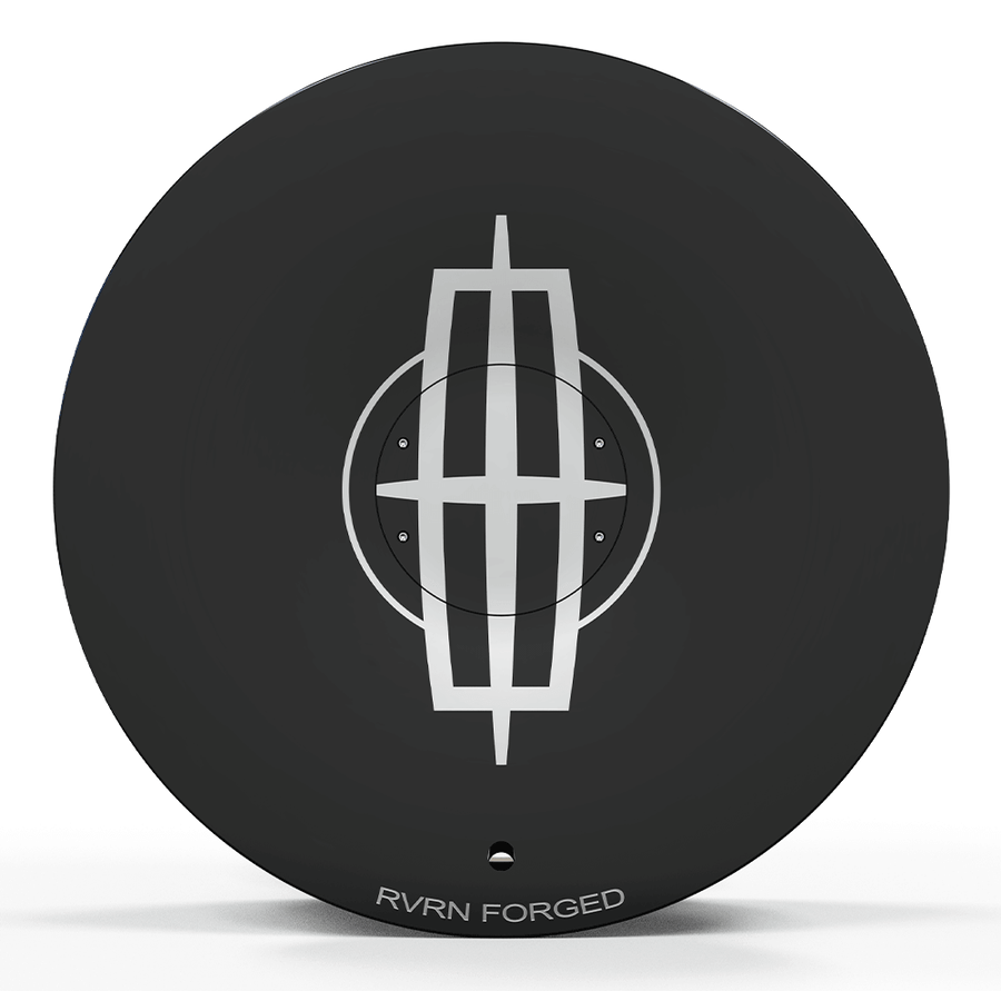 Custom forged monoblock full face wheel for Lincoln vehicles, featuring RVRN FORGED logo, sleek black finish.