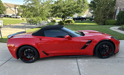 Rear wheel view of RV-MR05 forged wheel on Corvette C7 Grand Sport, deep concave 20x12 +59mm