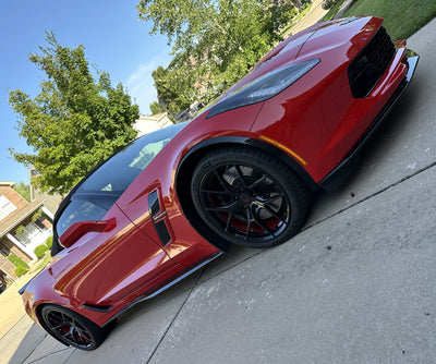 Rear stance angle showing Corvette C7 Grand Sport with RVRN RV-MR05 20x12 forged wheels
