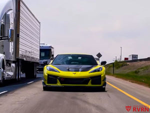 Aggressive stance of 2024 Corvette C8 Z06 on RVRN MR05 21x13 rear super concave forged wheels