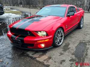 Front view of chrome forged Mustang GT500 wheels 20x9.5 on 2008 Mustang GT500, custom wheel design