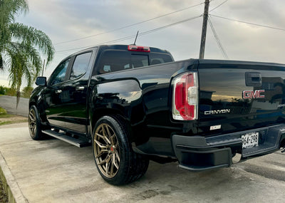 Forged wheel barrel detail on GMC Denali truck, custom sizing and high strength forged construction