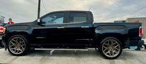 2018 GMC Canyon Denali with custom forged wheels, staggered truck fitment, design your own wheels for Denali trucks