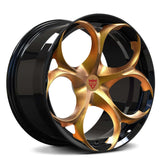 Custom forged monoblock rim with a unique gold and black design, perfect for alfa romeo giulia custom wheels.