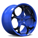 Custom blue forged monoblock wheel with a sleek design, perfect for Tesla Model S rims and custom wheels.