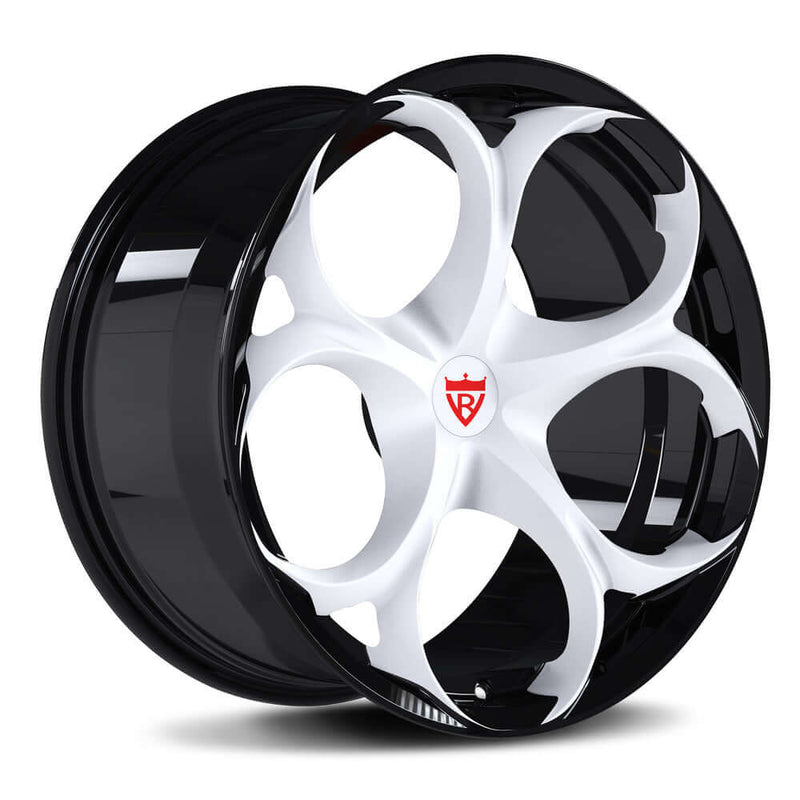 Custom 1-piece forged wheel RV-MS016 with black and white design, ideal for Alfa Romeo Giulia and custom applications.