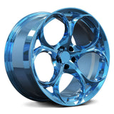 Custom forged monoblock wheel in blue finish, suitable for Tesla Model S, featuring stylish design and superior craftsmanship.