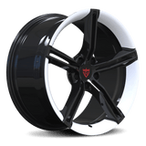 CUSTOM FORGED 1-PIECE 5 SPOKE WHEEL RV-MS63B in black and white finish, compatible with Audi, featuring forged monoblock design.