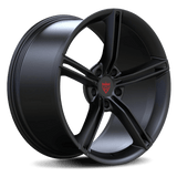 Custom forged 5 spoke wheel in matte black finish, designed for Audi and featuring a monoblock structure.