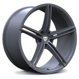 Custom forged 1-piece 5 spoke wheel in grey finish, designed for Audi vehicles, featuring a sleek monoblock design.