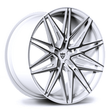 Custom forged monoblock wheel RV-MS808 in silver finish, designed for C7 Corvette, featuring an intricate multi-spoke design.