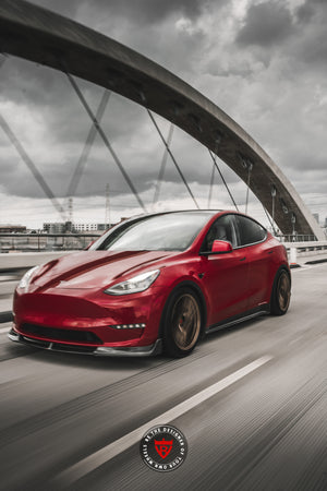 Tesla Model Y with custom 20x9.5 forged wheels, performance rims upgrade, design your own wheels