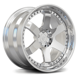 Fully polished custom forged 2-piece wheels by RVRN, lightweight and strong 6061-T6 aluminum build.