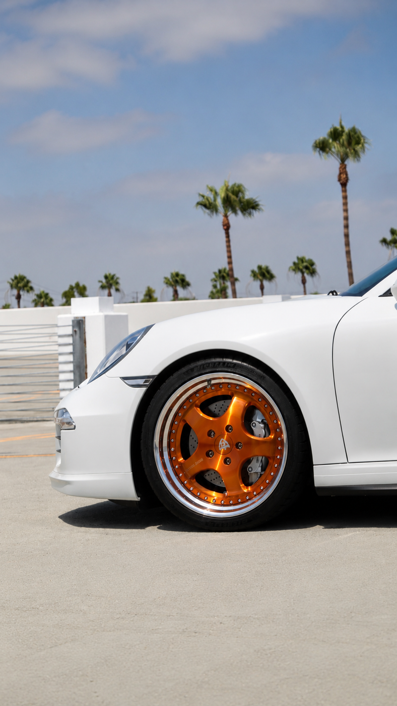 Porsche 911 Carrera 4S featuring RVRN bespoke RV-DP04 custom 2-piece deep lip wheels with a perfectly flush stance