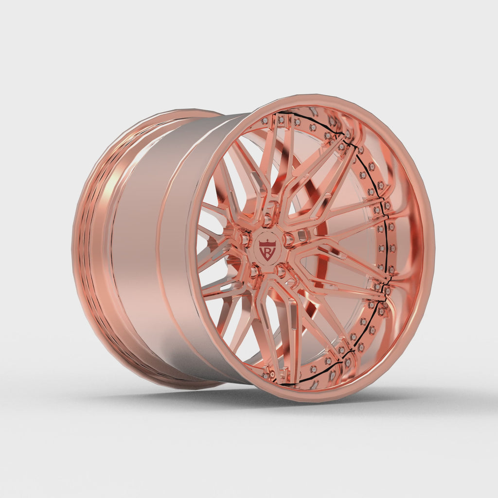 Rose Gold Wheels Custom 3-Piece Fully Forged Wheels 