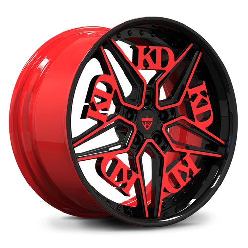 KD Forged Wheels on Corvette C8 Z51 – Deep Red and Black Finish