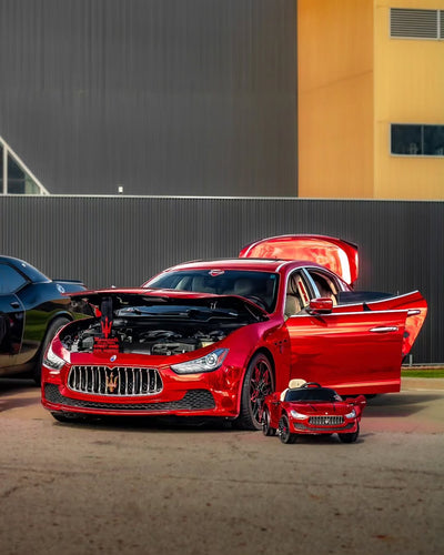 Front 20x8.5 forged wheel fitment on 2016 Maserati Ghibli, custom wheels built to exact customer specifications