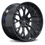 Custom 2-piece forged black wheels for Audi RSQ8 and Q8, featuring an aggressive multi-piece design.