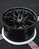 Deep concave Tesla Model S forged wheels by RVRN Wheels with matte black spoke and carbon fiber lip