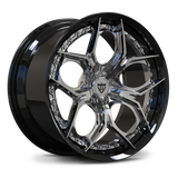 RV-DA03 C8 Corvette black chrome 2-piece forged wheel with sharp five-petal spokes and deep lip profile