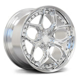RV-DA03 Corvette C8 black chrome deep concave forged wheel with angular petal spoke design