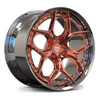 RV-DA03 Corvette C8 black chrome deep-lip 2-piece forged wheel top view showing multi-piece construction