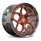 RV-DA03 Corvette C8 black chrome deep-lip 2-piece forged wheel top view showing multi-piece construction