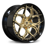 RV-DA03 Corvette C8 chrome and rose gold custom forged wheel with angular five-petal spokes