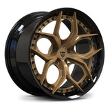 RV-DA03 C8 Corvette gloss black and red custom forged wheel with deep concave sharp petal spokes