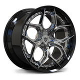 RV-DA03 C8 Corvette polished chrome 2-piece forged wheels with sharp five-petal face and deep lip