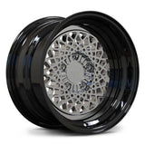 RV-DB01 classic car forged wheel with black mesh face, polished step lip and deep dish profile.