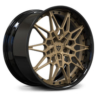 RV-DB418 custom forged BMW mesh wheel showing stepped lip and gloss black barrel side profile