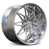 RV-DB418 bright silver 2-piece forged BMW wheel featuring an intricate mesh spoke design