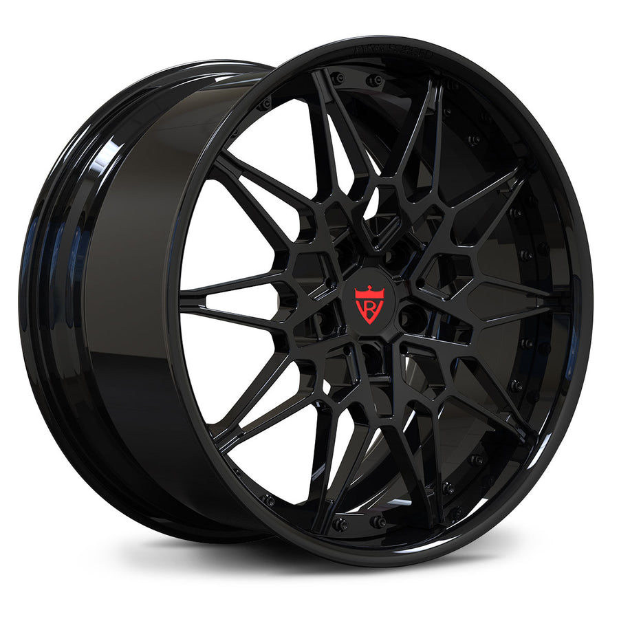 RV-DB418 gloss black 2-piece forged BMW wheel with premium mesh performance styling
