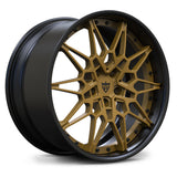 RV-DB418 custom BMW 2-piece forged mesh wheel with matte black barrel and bronze spokes