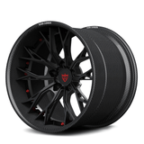 RV-DC04 CF carbon fiber forged wheel with black center and red assembly hardware