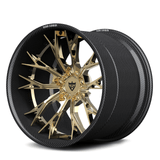 RV-DC04 CF carbon fiber multi-spoke forged wheel with frozen gold center for luxury builds